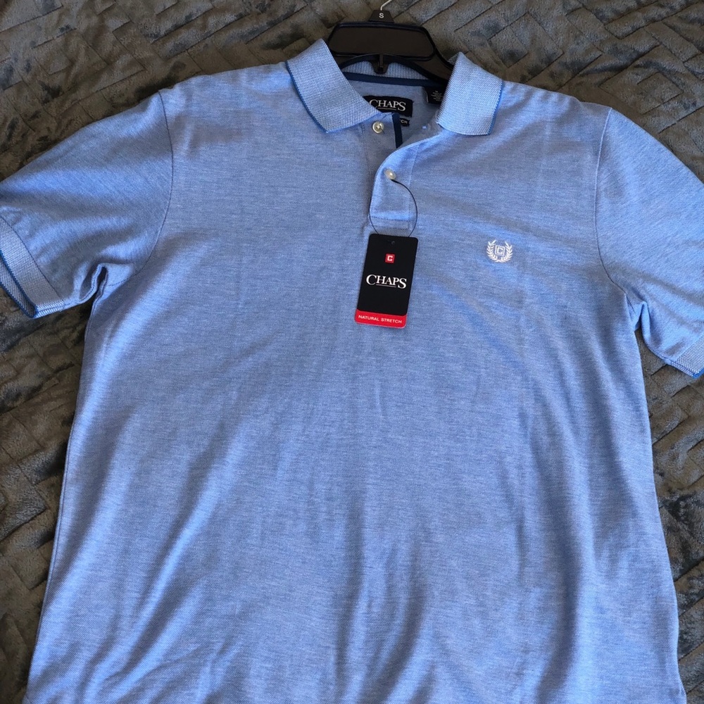 NWT Chaps Blue Stretch Polo Shirt Size Medium